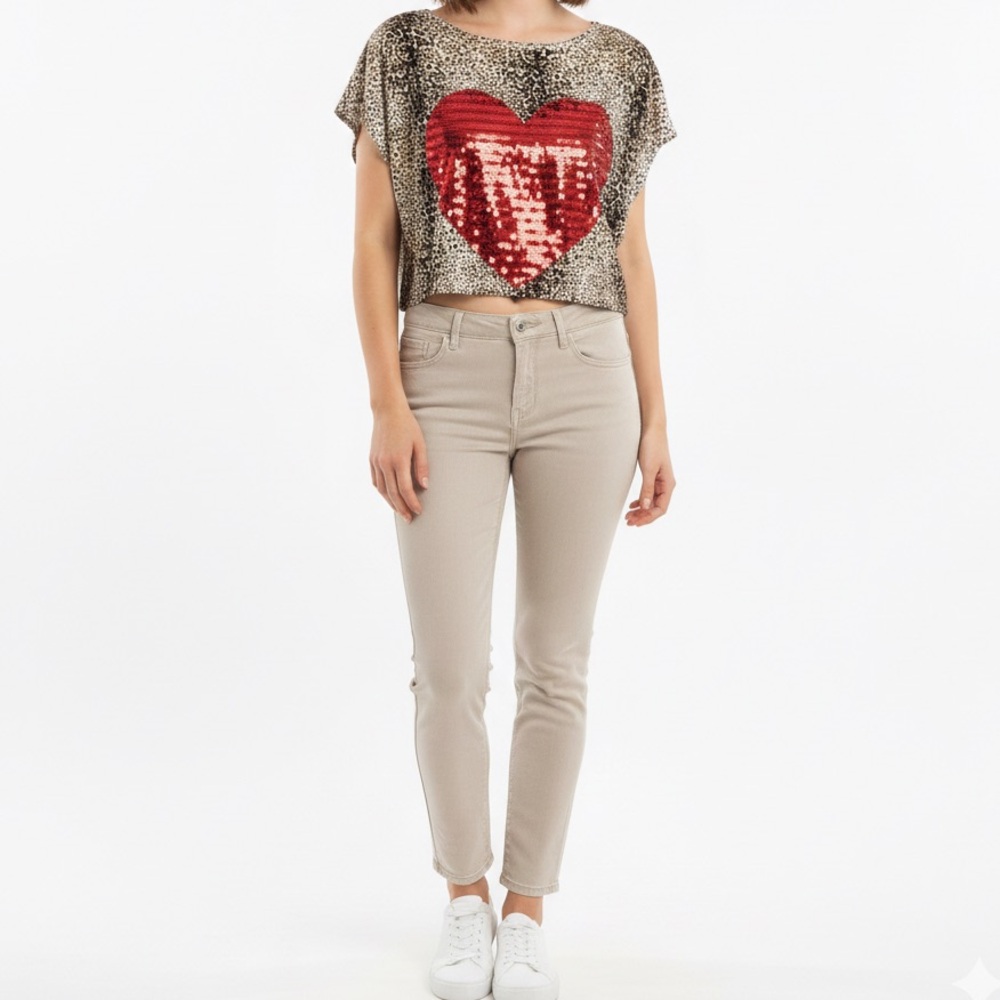 Sequin ❤️ and Leopard Crop Top